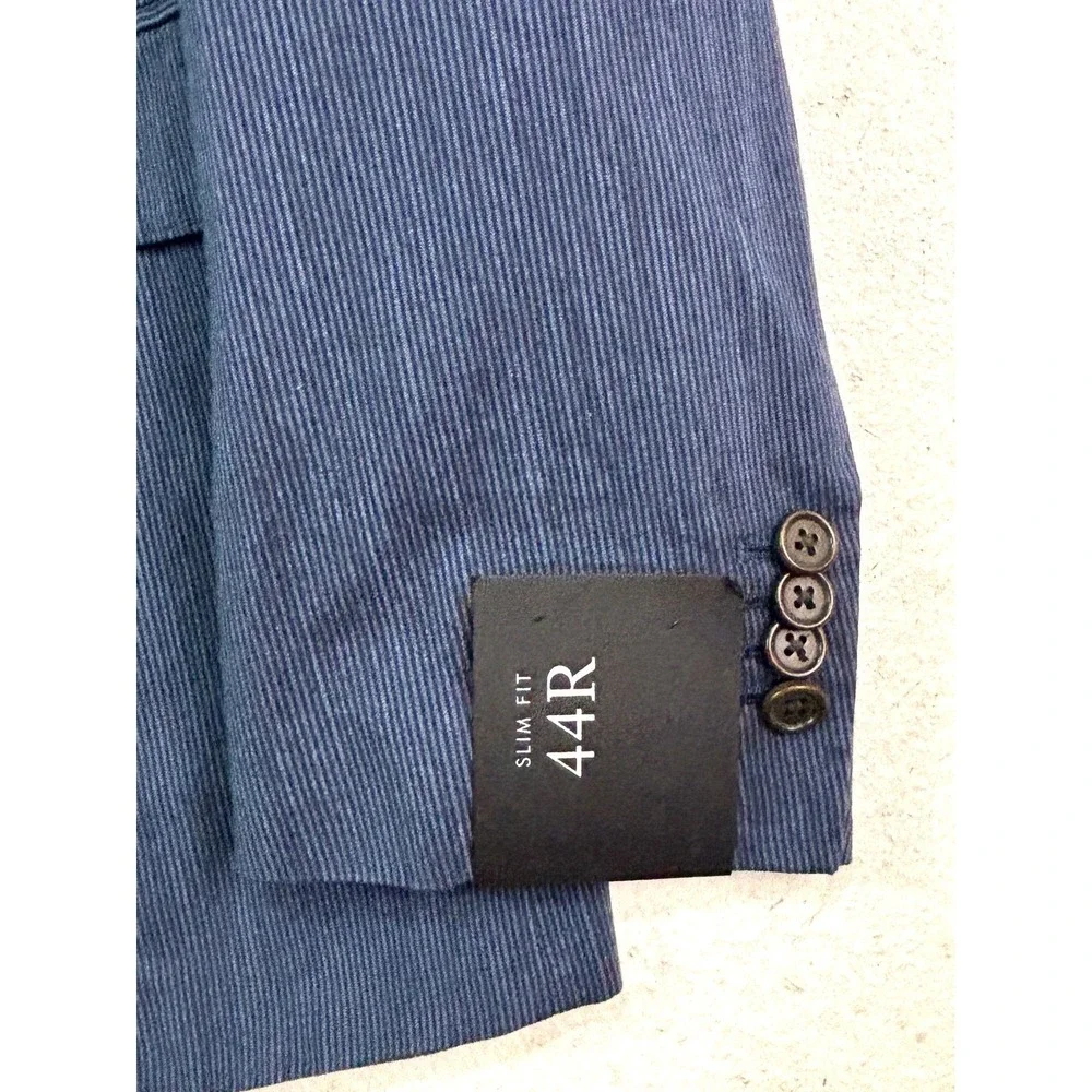 NEW Banana Republic 44R Blue Stripe Slim Stretch Cotton Blazer Jacket Sport Coat